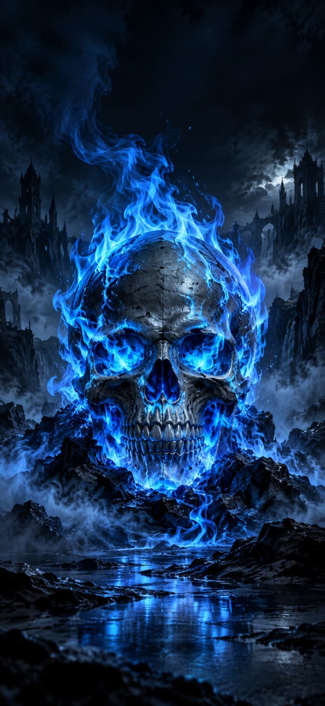 Blue Flame Skull wallpaper