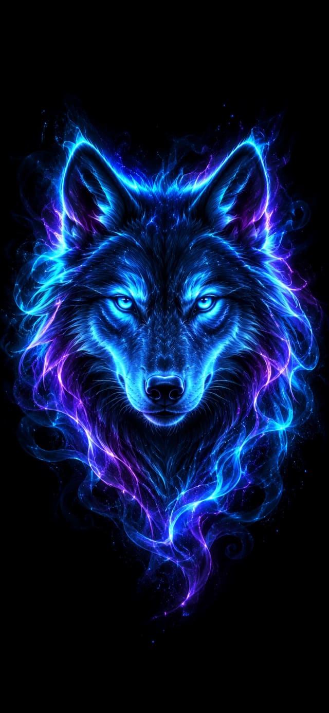 Neon Wolf Outline wallpaper