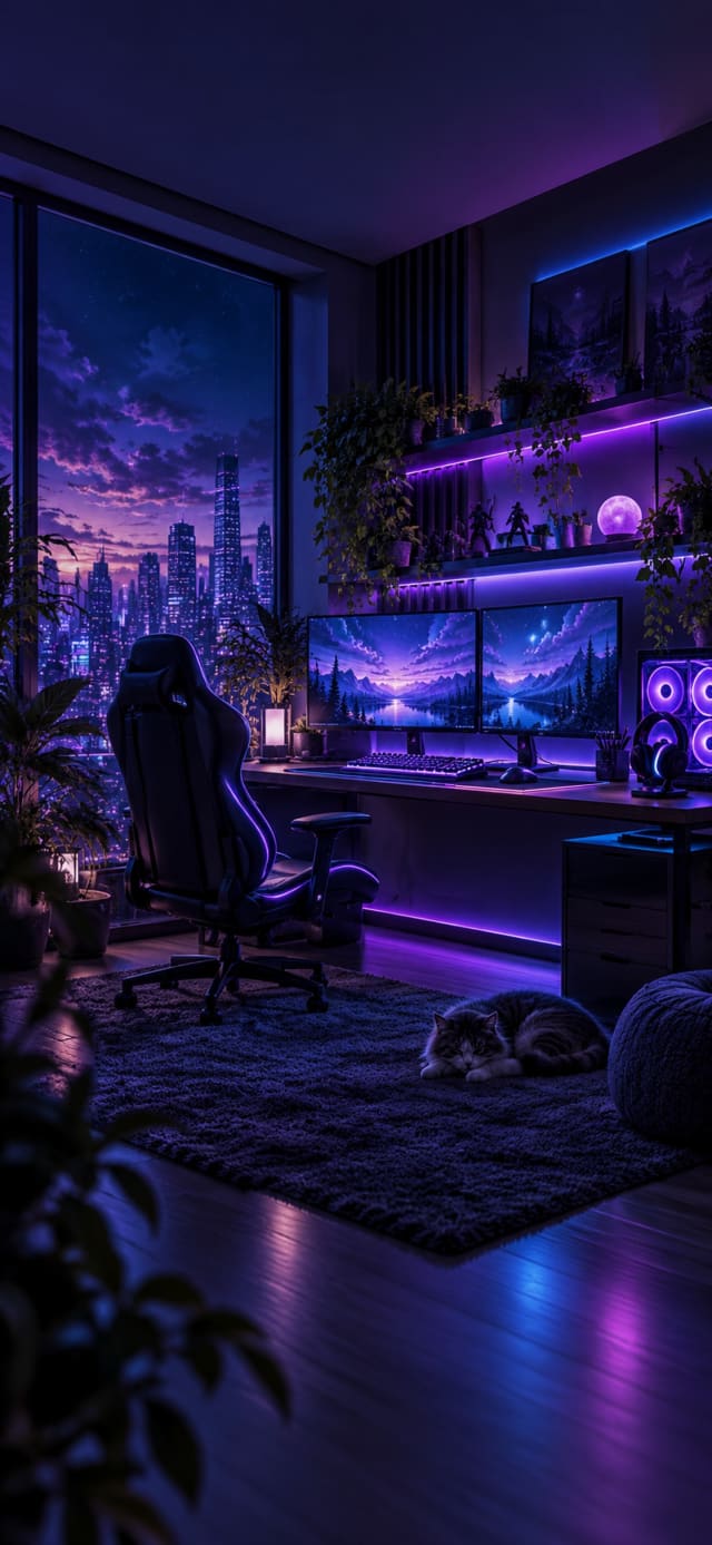 Neon RGB Gaming Room wallpaper