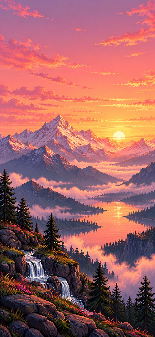 Pixel Mountain Dawn wallpaper