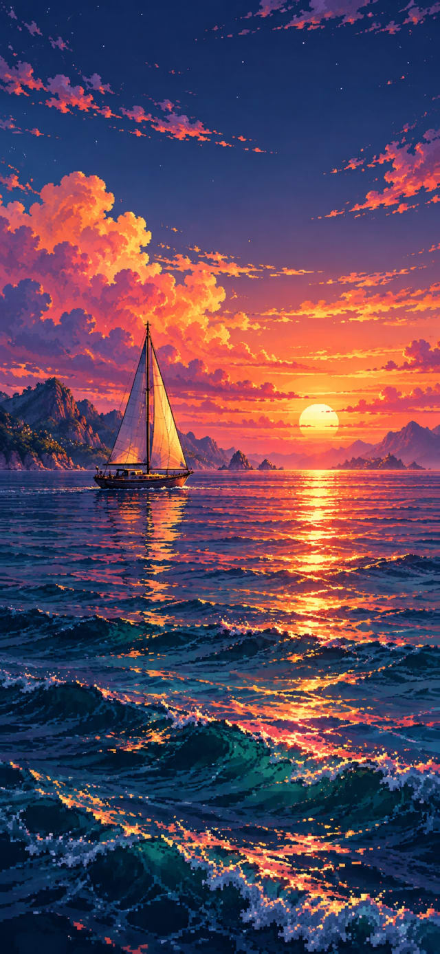 Pixel Ocean Sunset wallpaper
