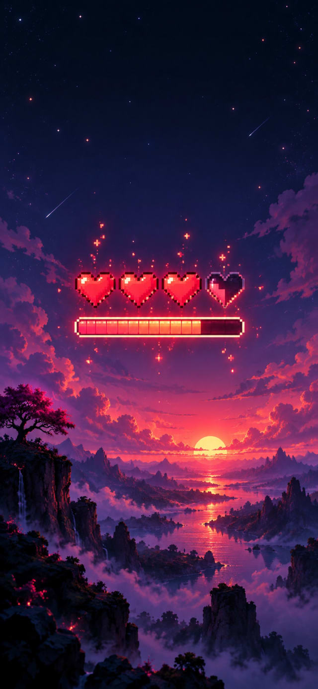 Pixel Heart Health Bar wallpaper