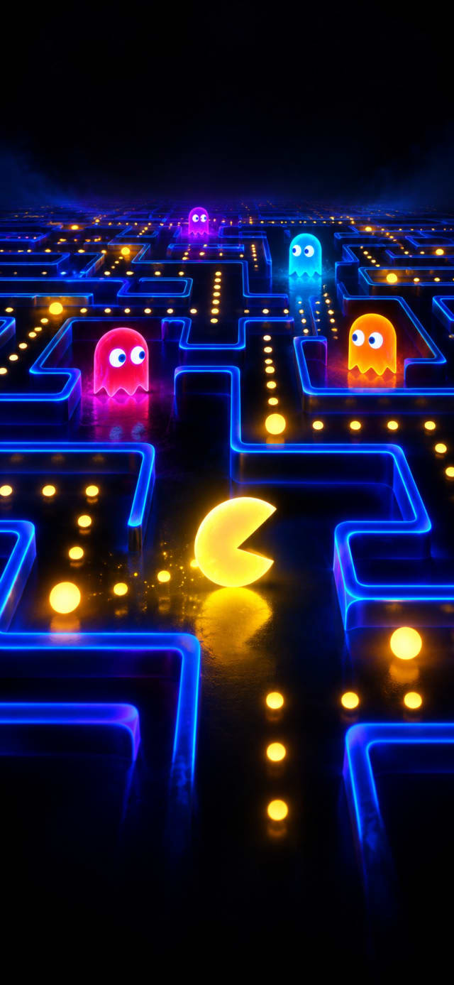 Neon Pac-style Maze wallpaper