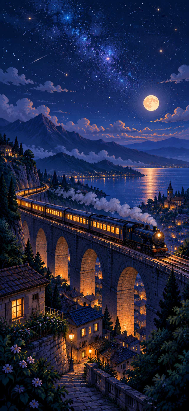 Pixel Night Train wallpaper