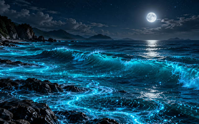 Ocean Bioluminescence — Tablet Wallpaper wallpaper
