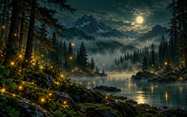 Forest Fireflies — Tablet Wallpaper wallpaper