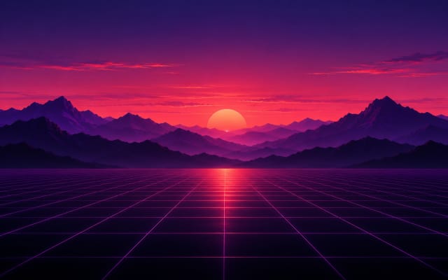 Retro Sunset Grid — Tablet Wallpaper wallpaper