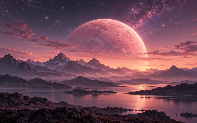 Pink Planet Rise — Tablet Wallpaper wallpaper