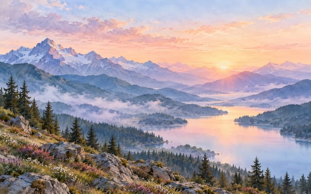 Watercolor Peaks — Tablet Wallpaper wallpaper