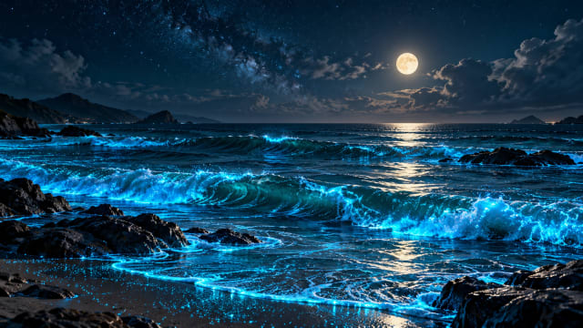 Ocean Bioluminescence — Laptop Wallpaper wallpaper
