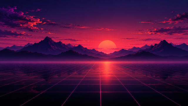 Retro Sunset Grid — Laptop Wallpaper wallpaper