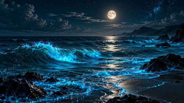Ocean Bioluminescence — Desktop Wallpaper wallpaper
