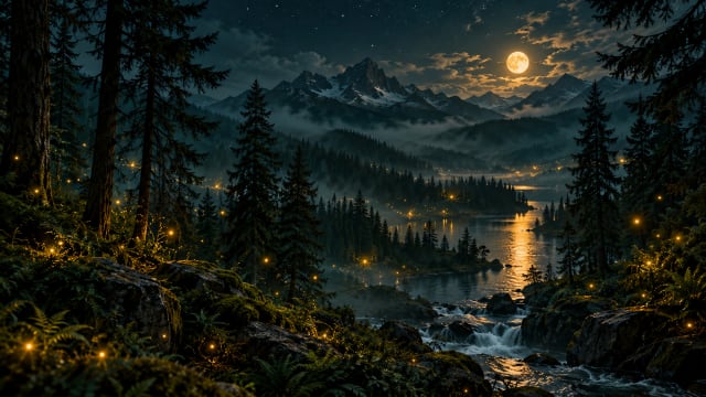 Forest Fireflies — Desktop Wallpaper wallpaper