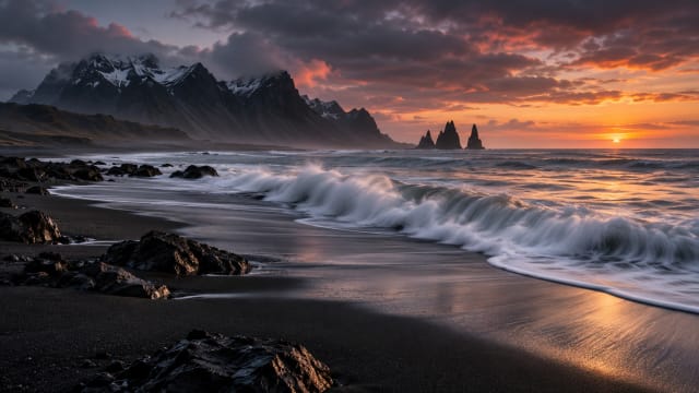 Black Sand Beach — Desktop Wallpaper wallpaper