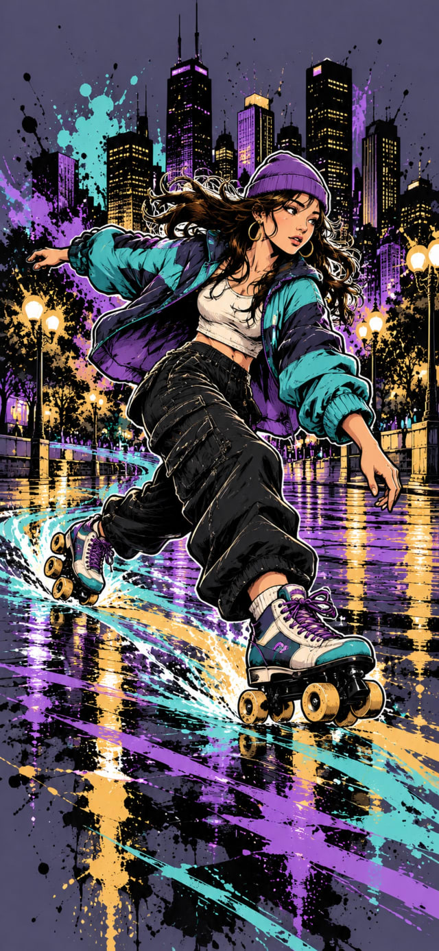 Neon Roller Skater wallpaper