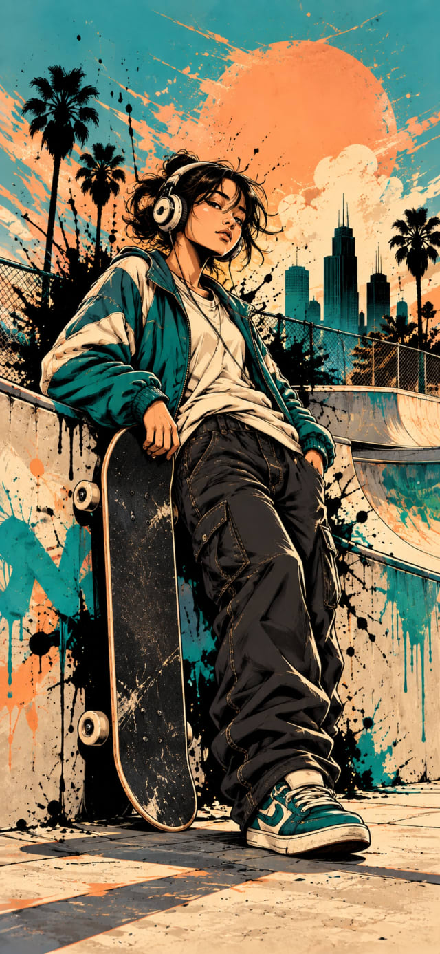Skateboard Girl Portrait wallpaper
