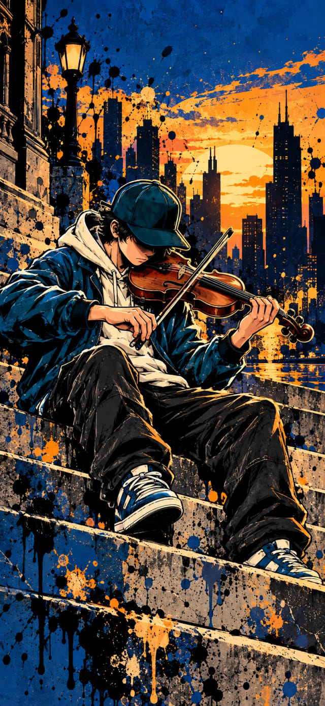 Violin on the Steps wallpaper