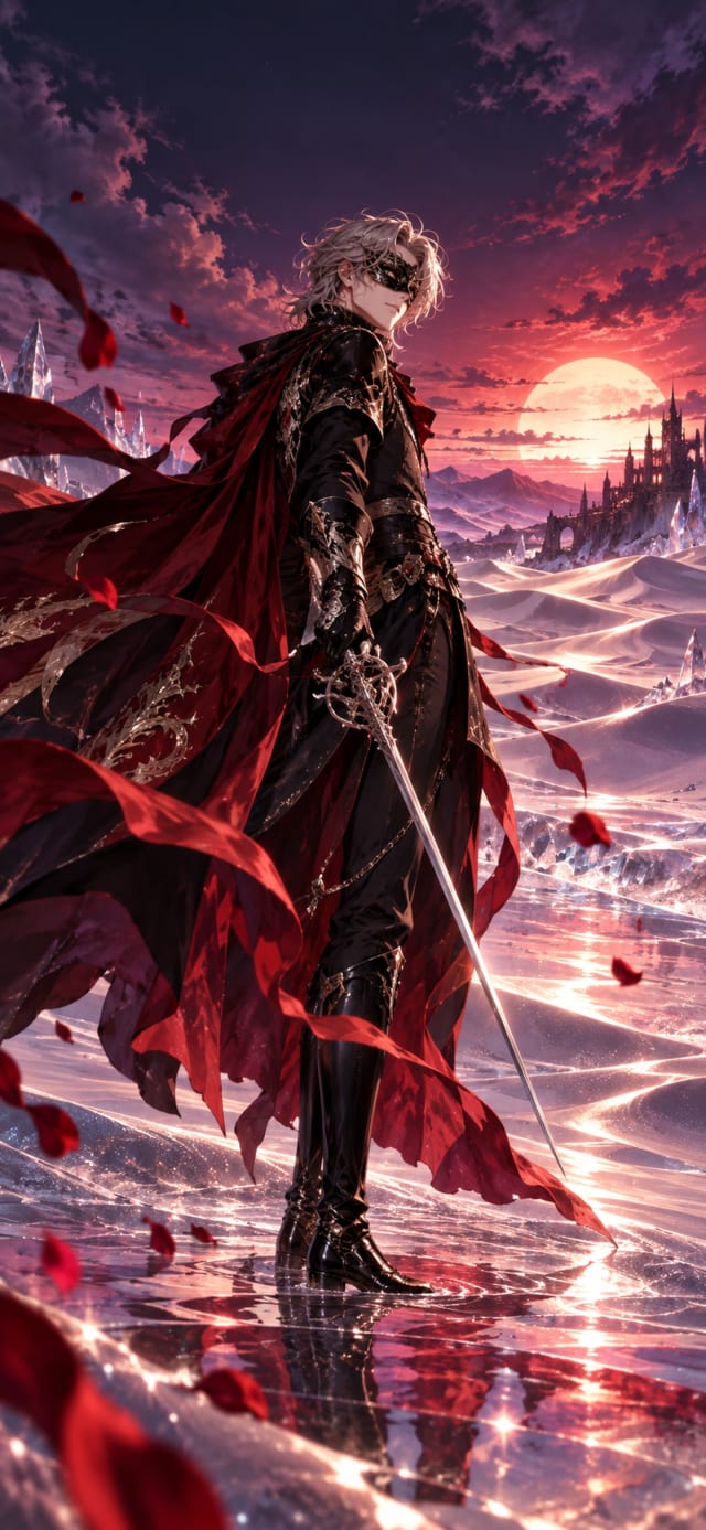 Drowned Velvet Duelist — The Glass Desert · midnight tones copper twilight wallpaper