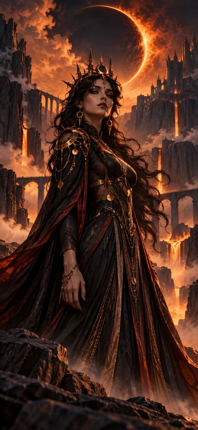 Wicked Star Corsair — Basalt Canyon · burnt orange and midnight ember-lit shadows wallpaper
