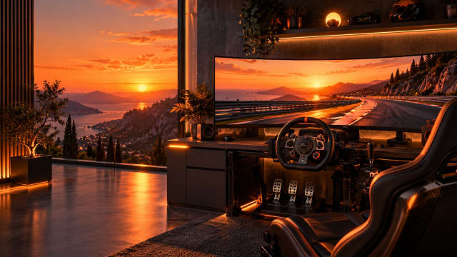 Sunset Racing Setup wallpaper