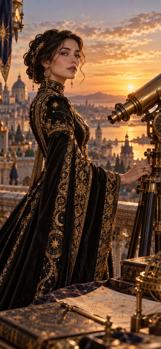 Golden Hour Astronomer — Beautiful Girls Mobile Wallpaper wallpaper