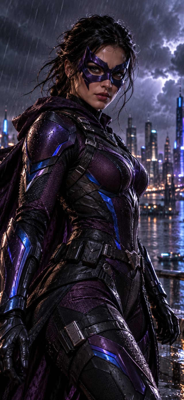 Indigo Stormguard — Neon Masked Heroine Mobile Wallpaper wallpaper