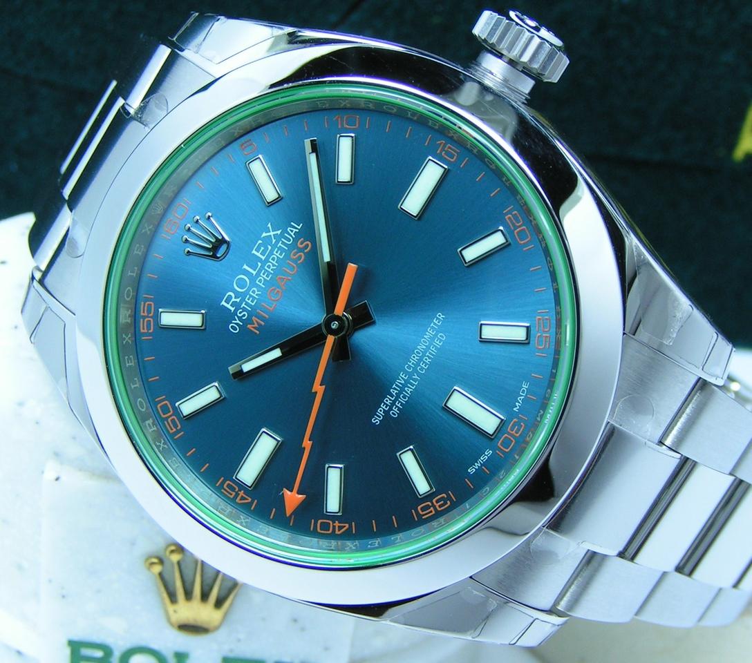 Rolex Milgauss 2014 Milgauss Z NOS w/Full STICKERS Boxes Papers Z Blue Dial Smooth Bezel 116400GV