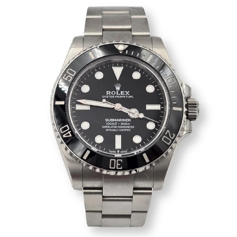 Rolex Submariner (No Date) 41mm Black Ceramic Steel Oyster Watch 124060 Box Papers