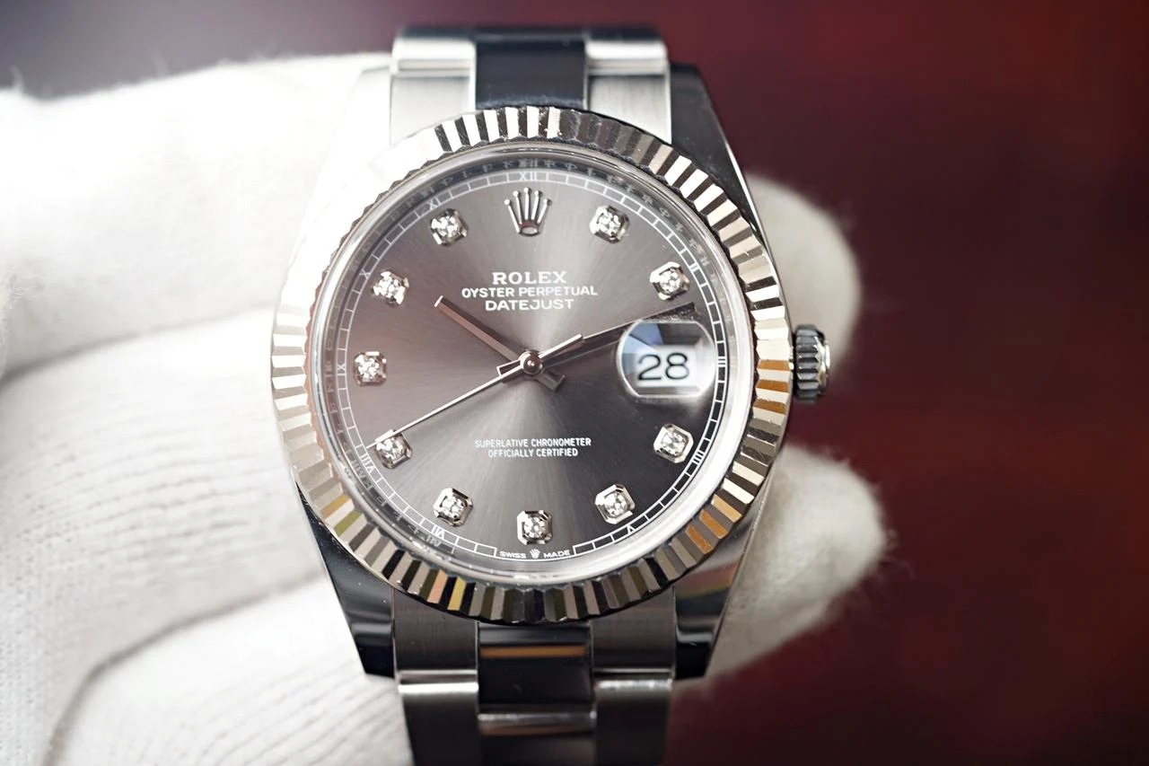 Rolex Datejust 41 Slate Diamond Dial Fluted Oyster 126334