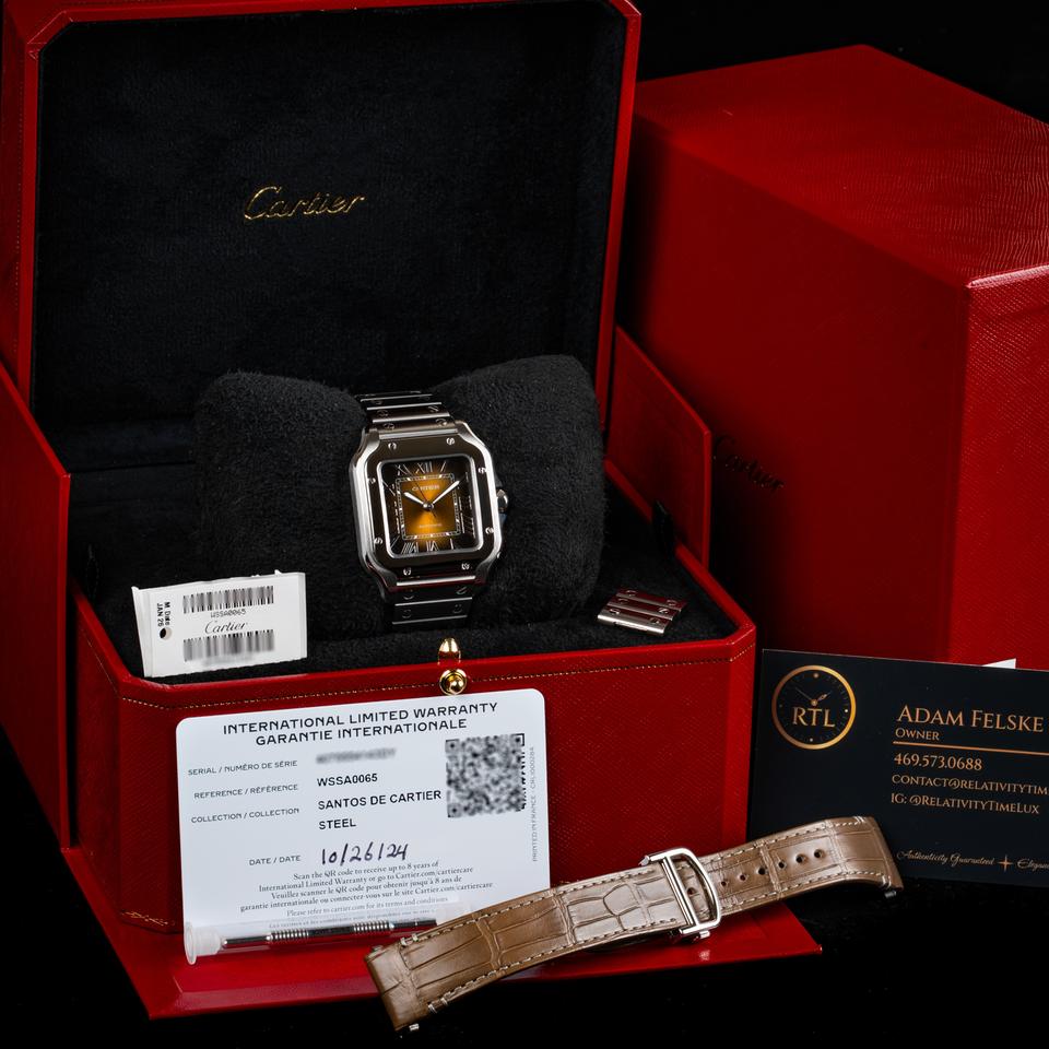 Cartier Santos de Cartier Medium 35.1mm Brown Dial WSSA0065 Complete 2032 Warranty Extra Leather Strap — photo 4