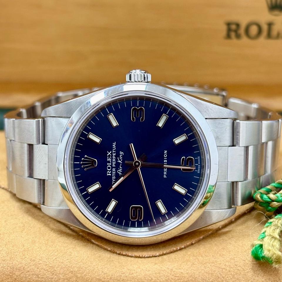 Rolex Air King 14000M 34mm Blue Dial + Rolex Box
