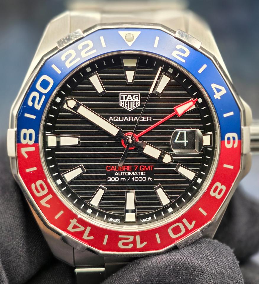 TAG Heuer Aquaracer 300M WAY201F Cailbre 7 GMT "Pepsi" Blue/Red Bezel 43mm Great — photo 2