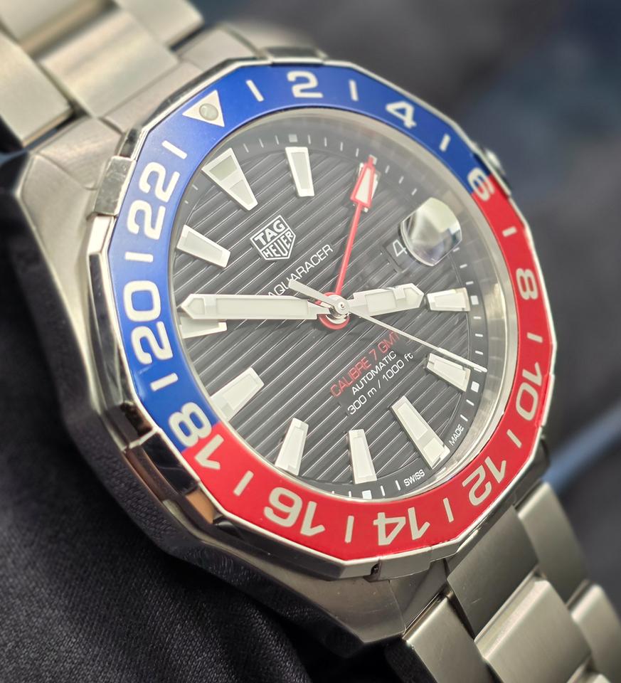 TAG Heuer Aquaracer 300M WAY201F Cailbre 7 GMT "Pepsi" Blue/Red Bezel 43mm Great — photo 4