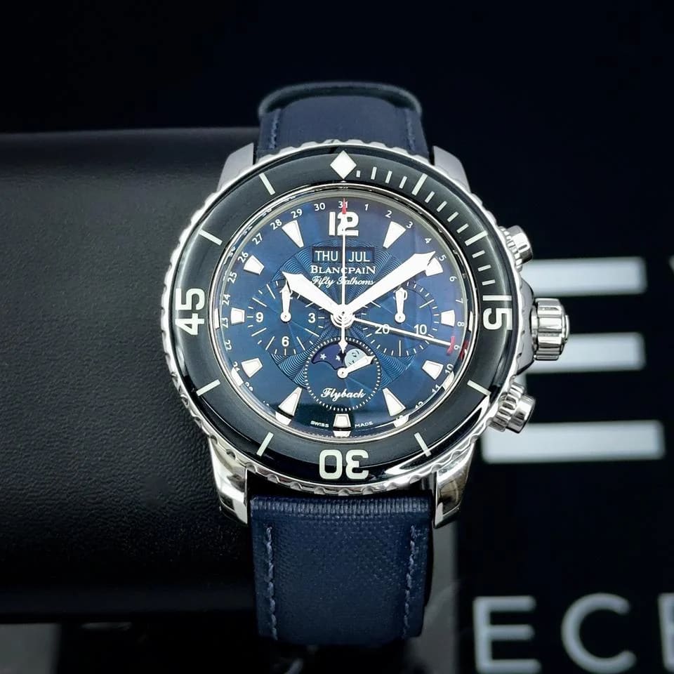 Blancpain Fifty Fathoms Chronographe Flyback Quantième Complet 5066F-1140-52B – Excellent Condition – Complete Set — photo 3