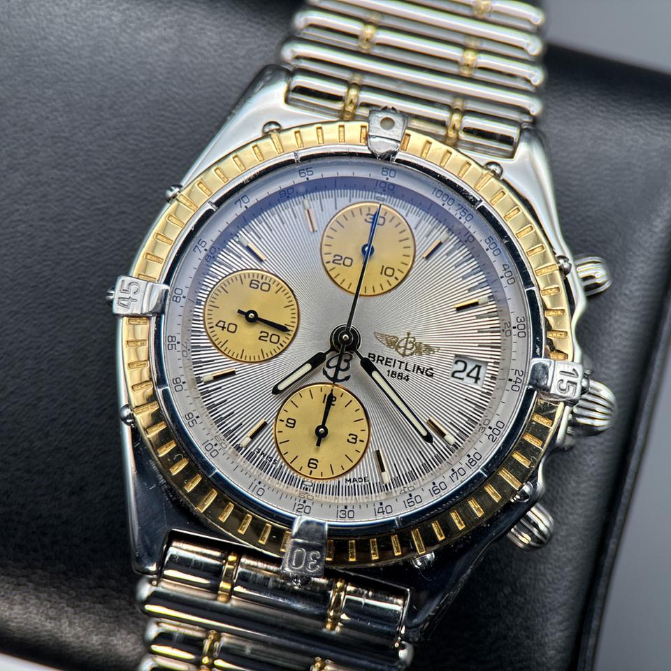 Breitling Chronomat D13047 Silver Dial Two-Tone Bullet Bracelet 1992