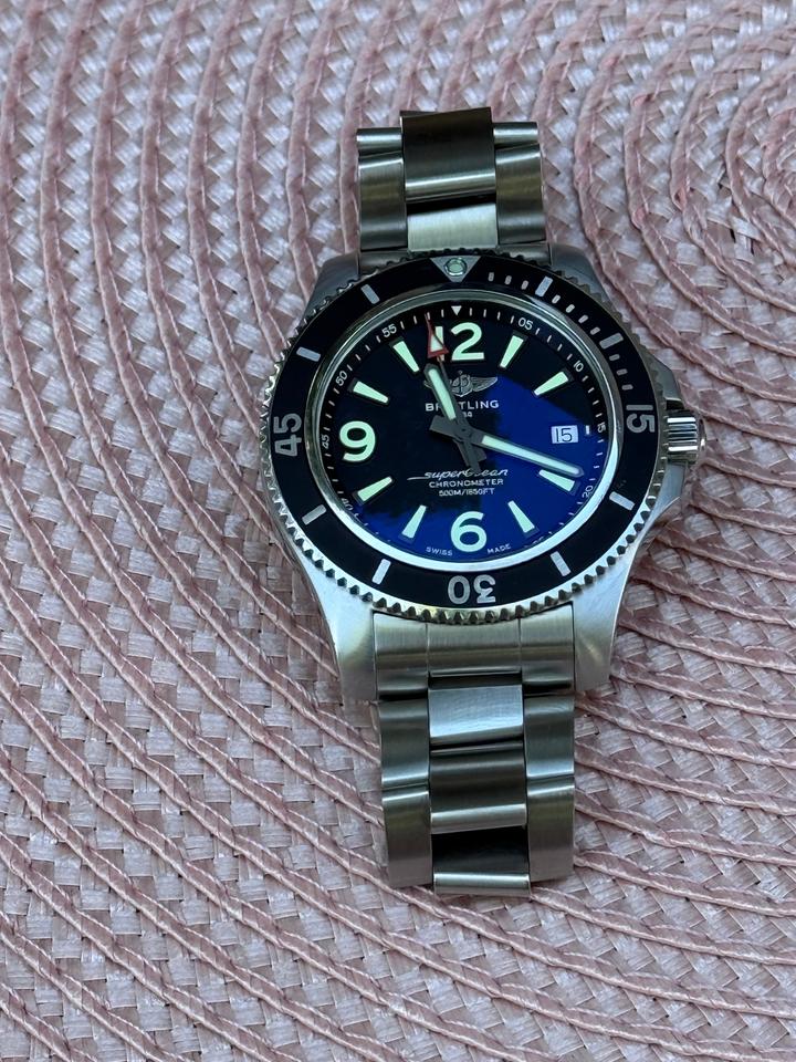 Breitling Superocean 42 Black full set on steel + OEM rubber