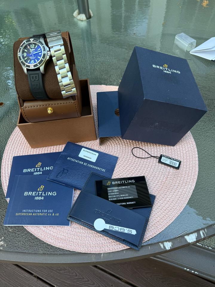 Breitling Superocean 42 Black full set on steel + OEM rubber — photo 2