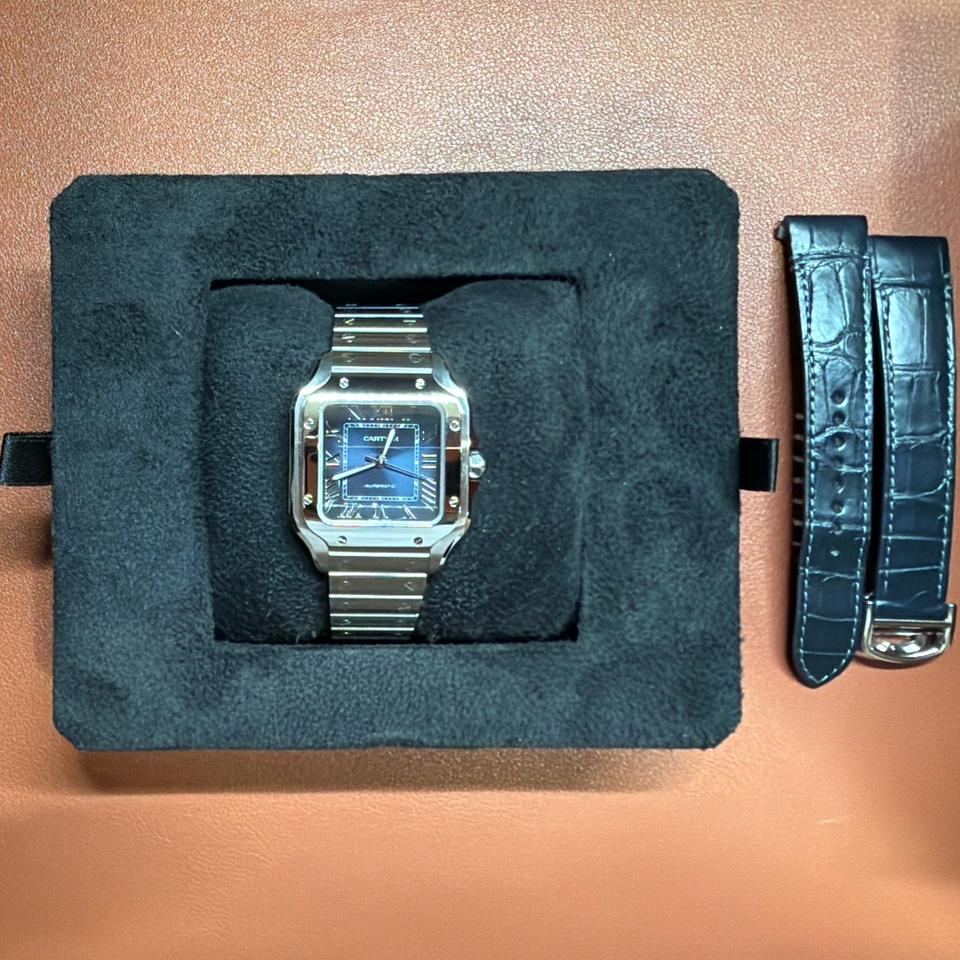 Cartier Santos De Cartier Blue 2023 Dial Medium Cartier Santos de Cartier Medium Blue Dial – Steel Bracelet — photo 2