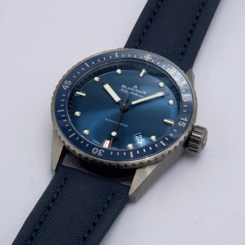 Blancpain Fifty Fathoms Bathyscaphe 5000 0240 O52A Blue Dial Ceramic Mens Watch Box Papers — photo 2