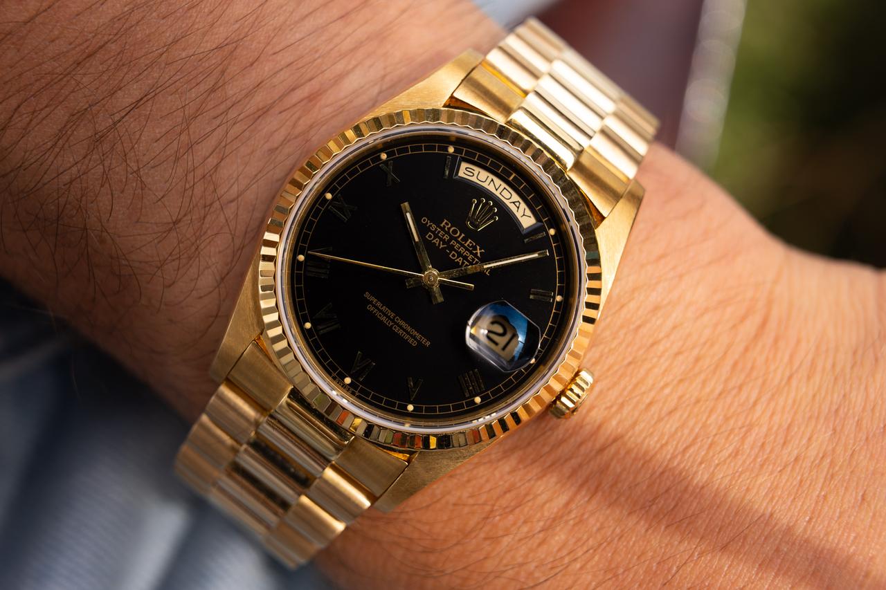 Rolex Day-Date 36 Black Roman Numeral Dial