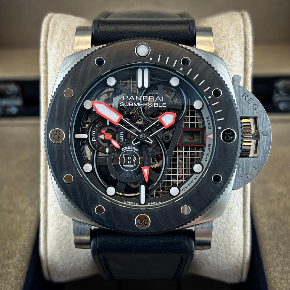 Panerai Submersible Full Set | 2024 | Skeleton PAM01403 Submersible S Limited Edition Brabus Carbon Bezel Titanium — photo 3