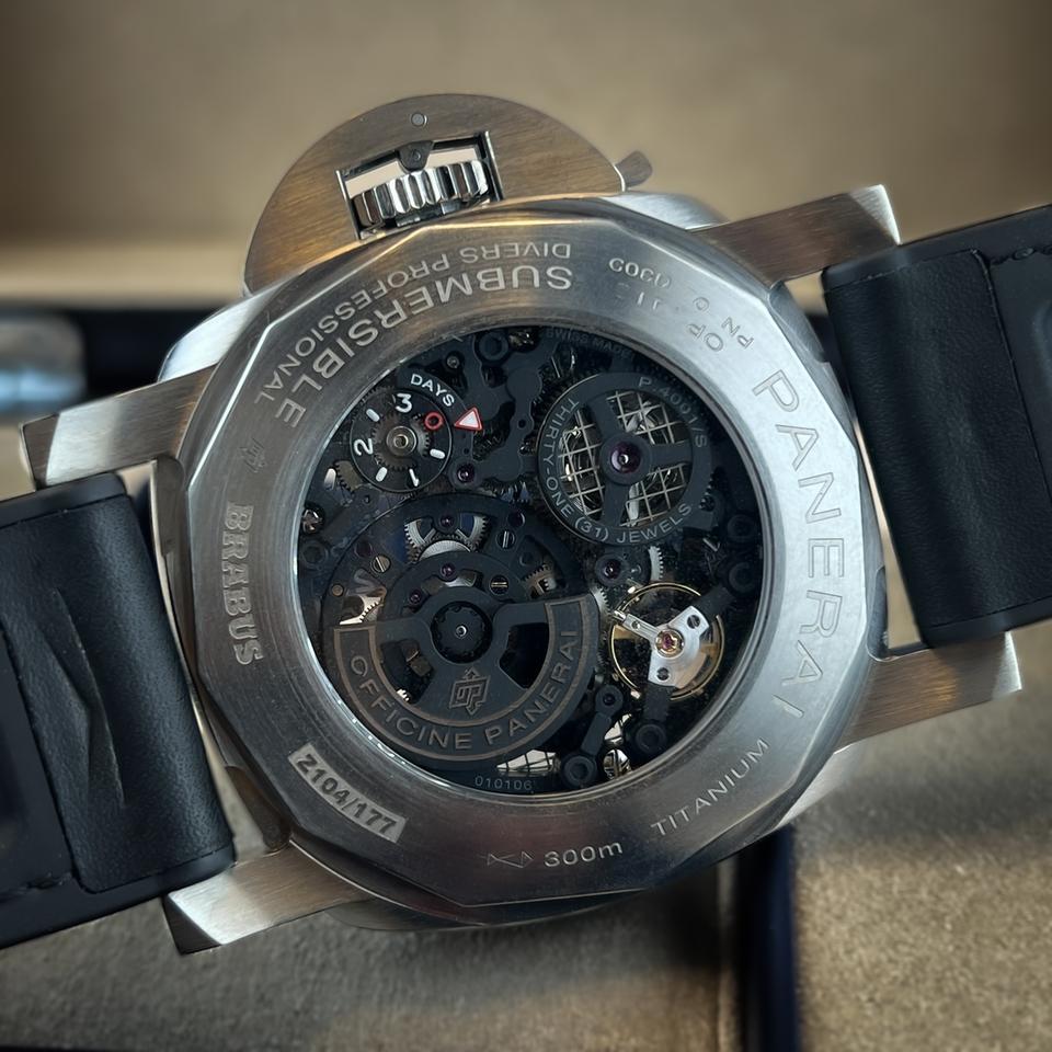 Panerai Submersible Full Set | 2024 | Skeleton PAM01403 Submersible S Limited Edition Brabus Carbon Bezel Titanium — photo 12