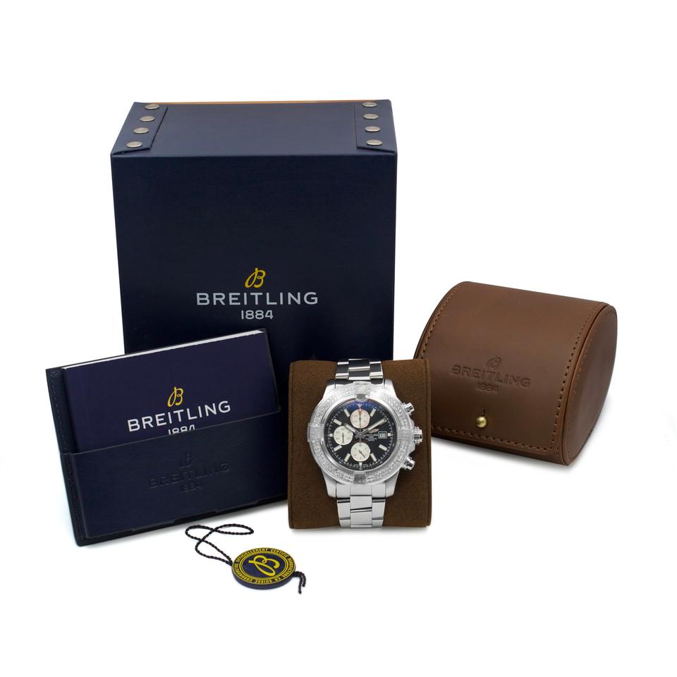 Breitling Super Avenger II 48 Auto A1337111/BC29 Custom Diam Bezel Black Dial Chrono w.B&amp;P Great Condition Third-party Appraisal 1yr Seller's Warranty — photo 10