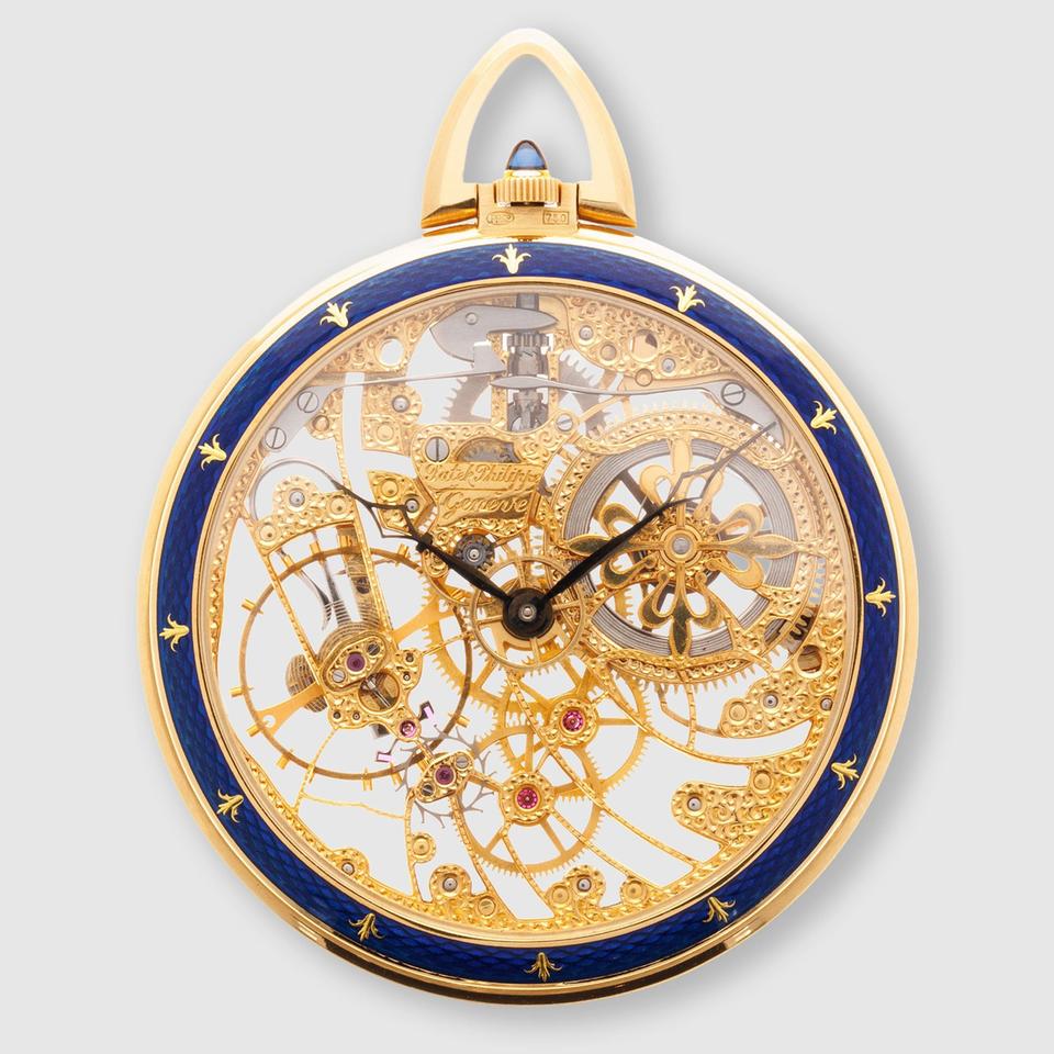 Patek Philippe Pocket Watch Yellow Gold Skeleton Enamel Pocket Watch Ref. 899