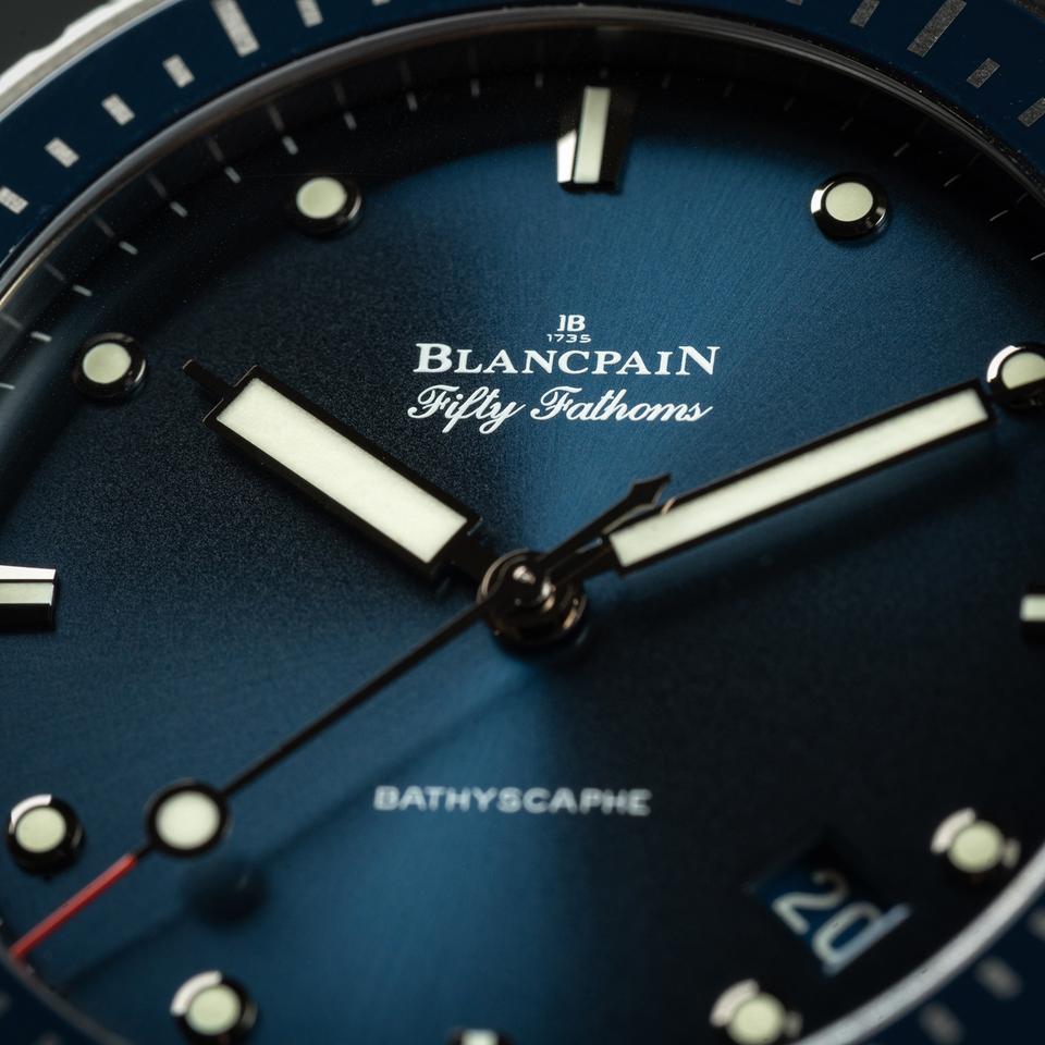 Blancpain Fifty Fathoms Bathyscaphe Ceramic case crazy 120hr reserve blue sunburst dial — photo 4