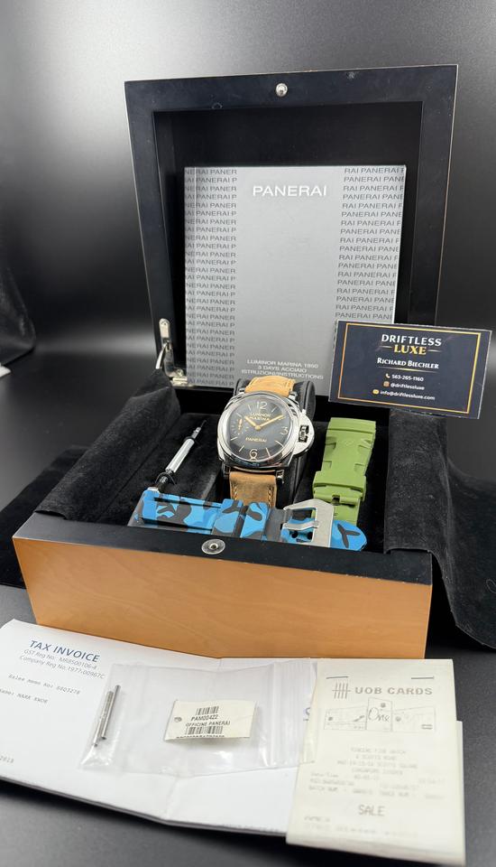 Panerai Luminor Marina 1950 3 Days PAM00422 PAM422 PAM 422 47mm Extra straps and travel case