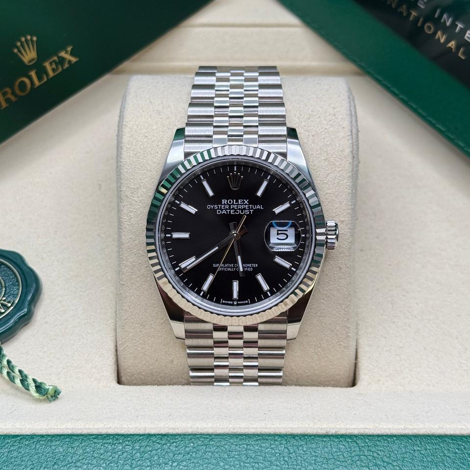 Rolex Datejust 36 NEW 2026 Black Index Dial Stainless Steel Fluted Bezel Jubilee Bracelet