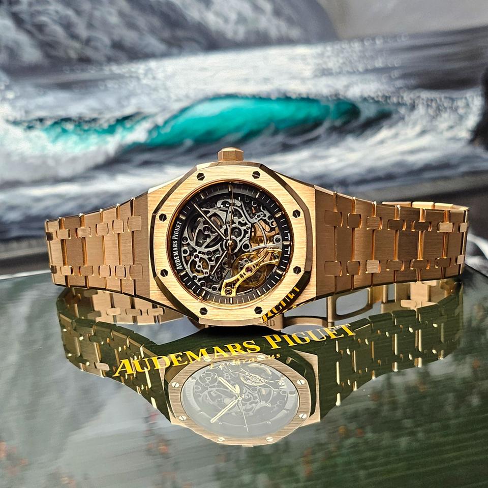 Audemars Piguet Royal Oak Double Balance Wheel Openworked Rose Gold Skeleton Dial Full Set 15407OR — photo 2
