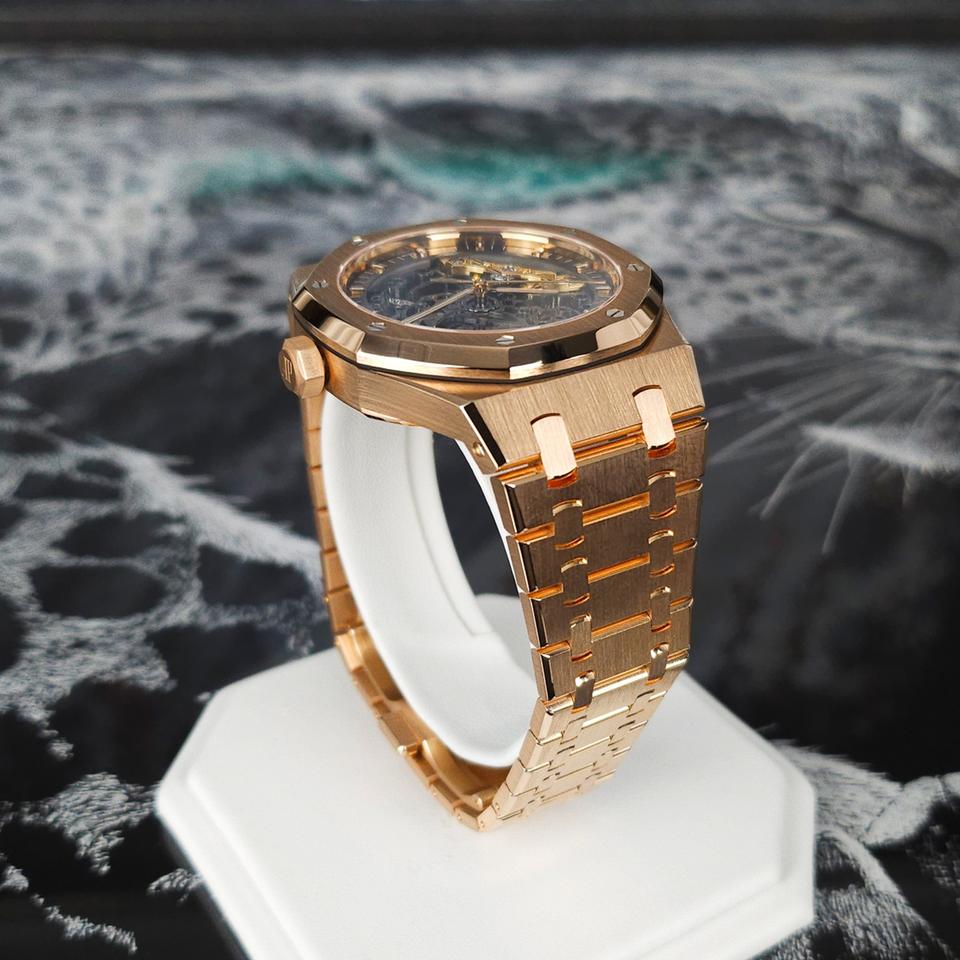 Audemars Piguet Royal Oak Double Balance Wheel Openworked Rose Gold Skeleton Dial Full Set 15407OR — photo 8