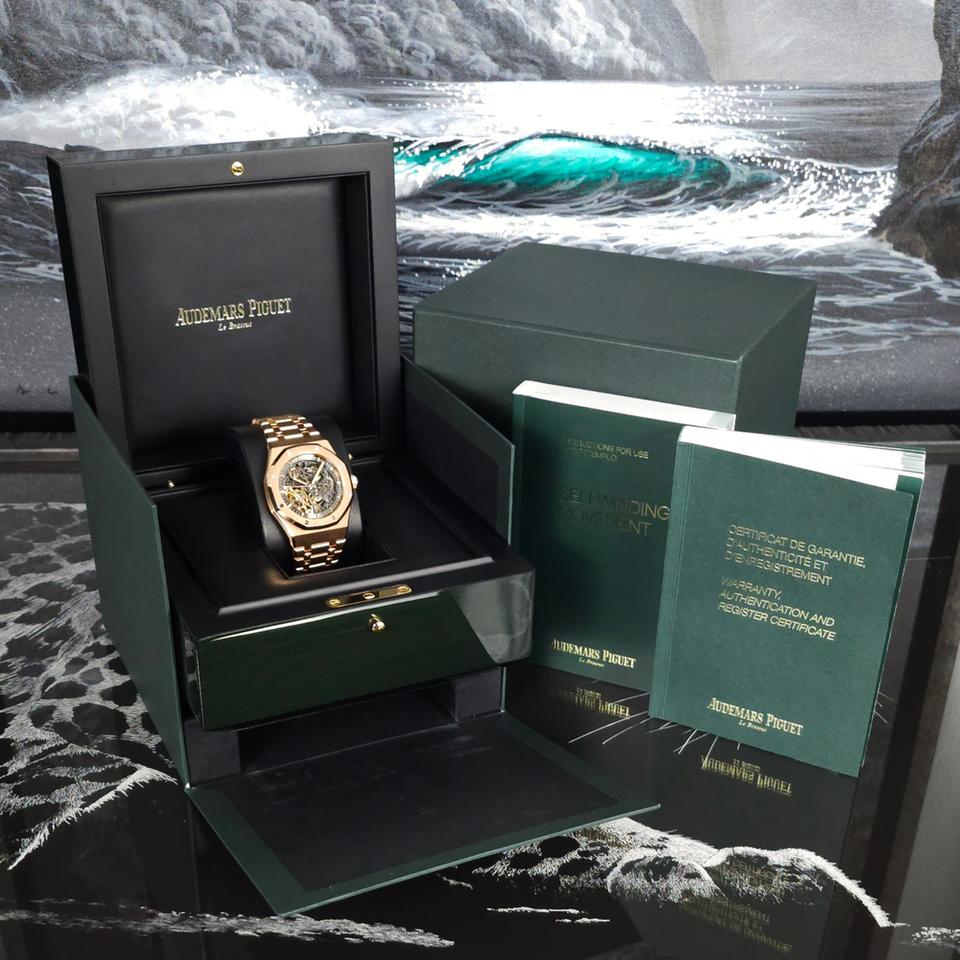 Audemars Piguet Royal Oak Double Balance Wheel Openworked Rose Gold Skeleton Dial Full Set 15407OR — photo 15